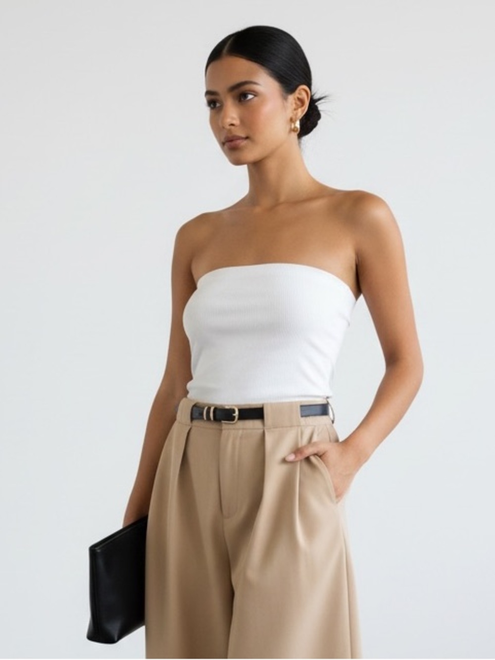 1365 • White Rayon Blend Double Thick Ultra Soft Strapless Bandeau Top
